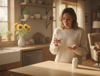 Frau nimmt Supplements zu sich